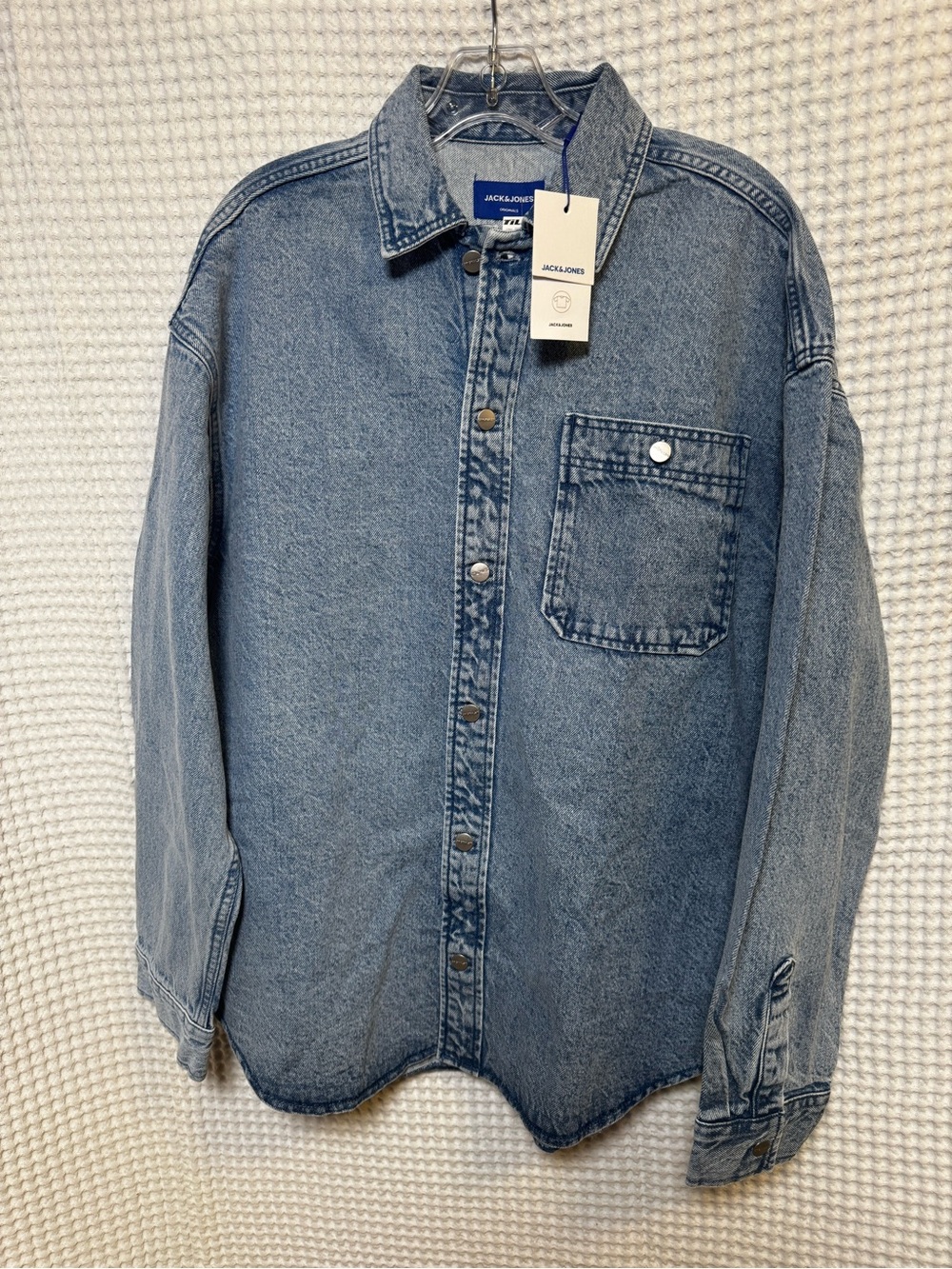 Jack & Jones Men's Light Blue Denim Shacket Oversized Drop Shoulder NWT, Size M